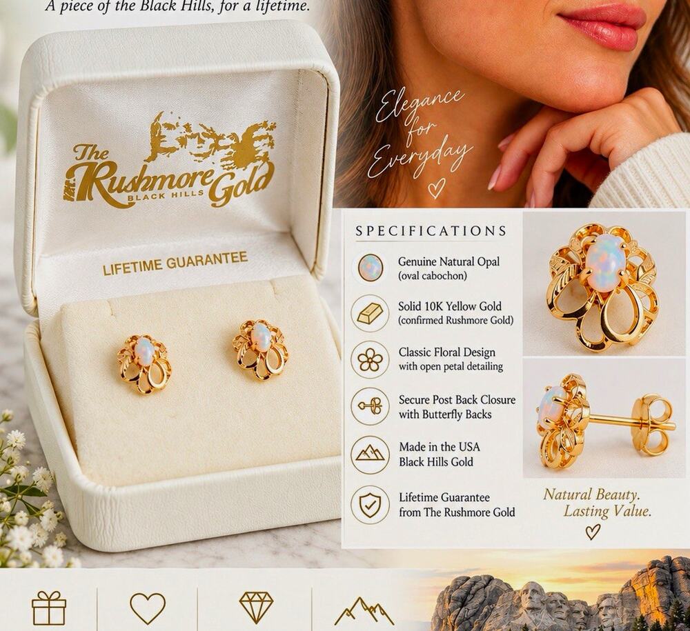 The Rushmore Gold 10k Yellow Gold Natural White Opal Bezel Stud Earrings
